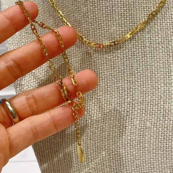 Bracelet -Flat mariner gold chain waterproof  18k gold plated on stainless… - Picture 5 of 5